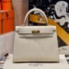Kelly 25CM CK10 Craie Epsom Leather Gold Hardware French Handmade Perfect Quality