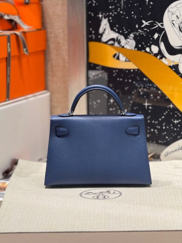 Mini Kelly ll S4 Deep Blue Epsom Leather Silver Hardware Perfect Quality