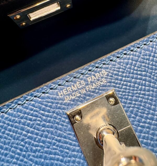 Mini Kelly ll S4 Deep Blue Epsom Leather Silver Hardware Perfect Quality