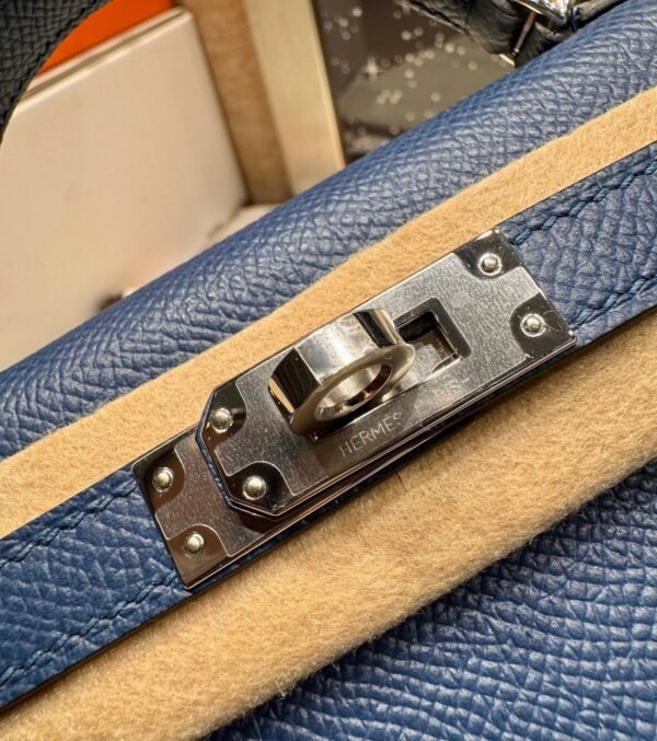 Mini Kelly ll S4 Deep Blue Epsom Leather Silver Hardware Perfect Quality