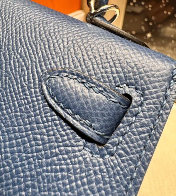 Mini Kelly ll S4 Deep Blue Epsom Leather Silver Hardware Perfect Quality
