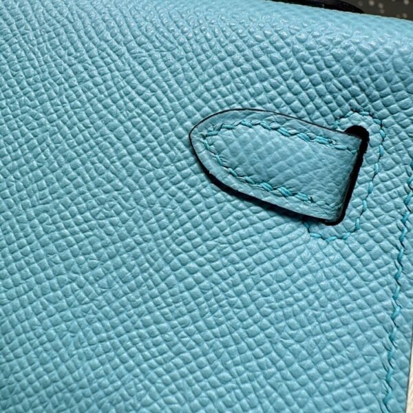 Mini Kelly ll 3P Bleu Atoll Epsom Leather Gold Hardware Perfect Quality
