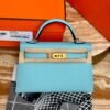 Mini Kelly ll 3P Bleu Atoll Epsom Leather Gold Hardware Perfect Quality Mini Kelly ll 3P Bleu Atoll Epsom Leather Gold Hardware Perfect Quality