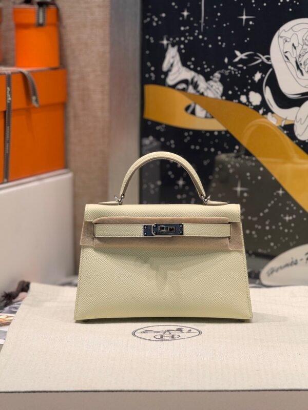 Mini Kelly ll i8 Jaune Milton Epsom Leather Silver Hardware Perfect Quality