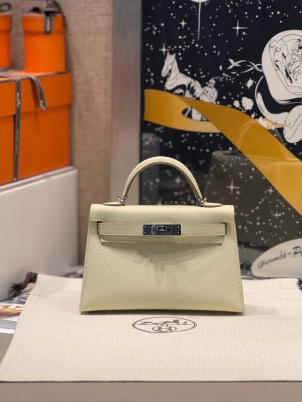 Mini Kelly ll i8 Jaune Milton Epsom Leather Silver Hardware Perfect Quality