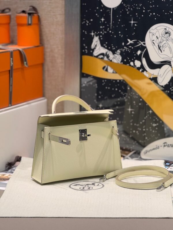 Mini Kelly ll i8 Jaune Milton Epsom Leather Silver Hardware Perfect Quality