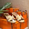 Hermes Oran Sandals Alligator Matte Crocodile 1Z Jaune Poussin High heeled Lady's