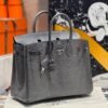 Birkin 25CM Lizard Leather 84 Gris Fonce Silver Hardware French Handmade Perfect Quality