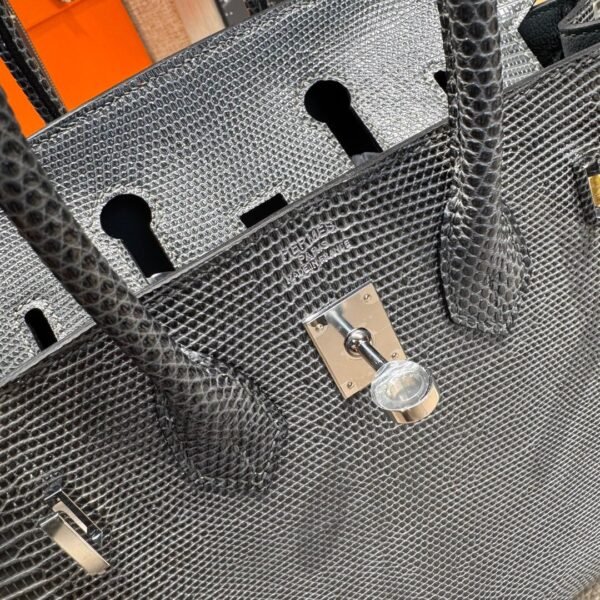 Birkin 25CM Lizard Leather 84 Gris Fonce Silver Hardware French Handmade Perfect Quality