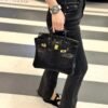 Birkin 25CM Lizard Leather CK89 Black Gold Hardware French Handmade Perfect Quality