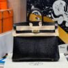 Birkin 25CM Lizard Leather CK89 Black Gold Hardware French Handmade Perfect Quality