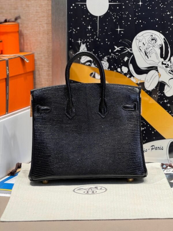 Birkin 25CM Lizard Leather CK89 Black Gold Hardware French Handmade Perfect Quality