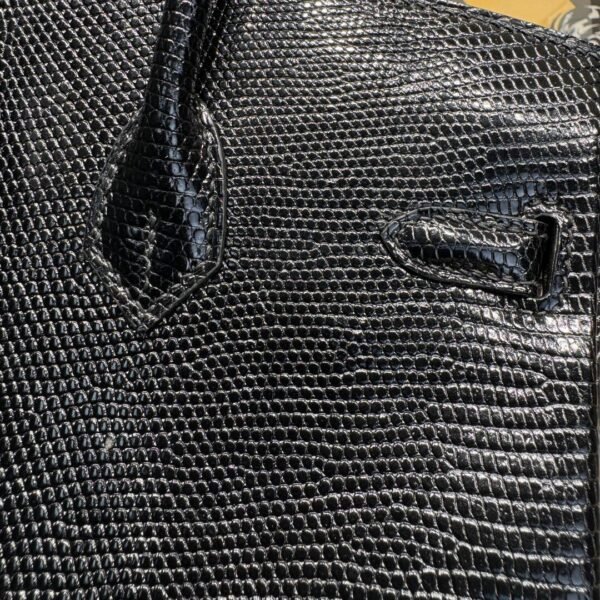 Birkin 25CM Lizard Leather CK89 Black Gold Hardware French Handmade Perfect Quality