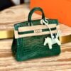 Birkin 25CM 6Q Vert Cypress Crocodile Silver Hardware French Handmade Perfect Quality