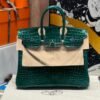 Birkin 25CM 6Q Vert Cypress Crocodile Silver Hardware French Handmade Perfect Quality