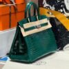 Birkin 25CM 6Q Vert Cypress Crocodile Silver Hardware French Handmade Perfect Quality