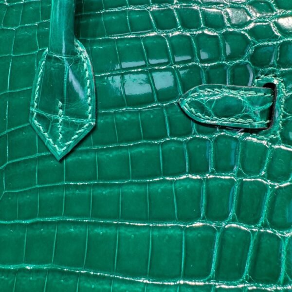 Birkin 25CM 6Q Vert Cypress Crocodile Silver Hardware French Handmade Perfect Quality