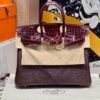 Birkin 25CM Touch Bordeaux Chever / Crocodile Leather Gold Hardware French Handmade Perfect Quality