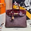 Birkin 25CM Touch Bordeaux Chever / Crocodile Leather Gold Hardware French Handmade Perfect Quality