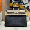 Birkin 25CM Special Order So Pearl grey / Black Brushed Silver Chever Leather Perfect Quality