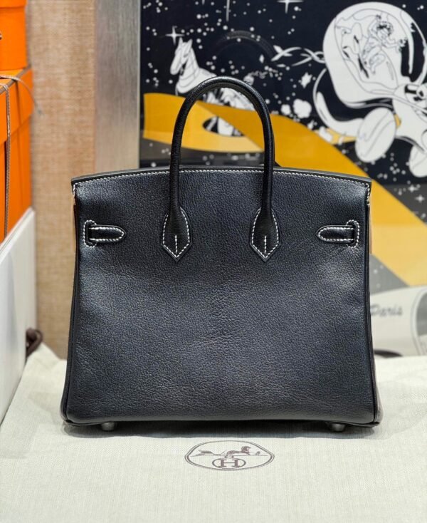 Birkin 25CM Special Order So Pearl grey / Black Brushed Silver Chever Leather Perfect Quality