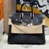 Birkin 25CM Special Order So Pearl grey / Black Brushed Silver Chever Leather Perfect Quality
