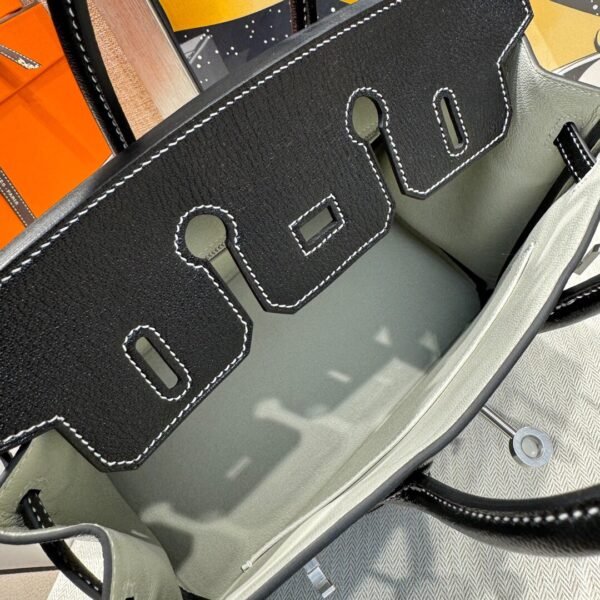 Birkin 25CM Special Order So Pearl grey / Black Brushed Silver Chever Leather Perfect Quality