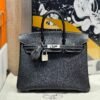 Birkin 25CM Special Order So Pearl grey / Black Brushed Silver Chever Leather Perfect Quality