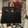 Birkin 25CM Chever Leather So Black / Lime Silver Hardware French Handmade Perfect Quality