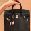 Birkin 25CM Chever Leather So Black / Lime Silver Hardware French Handmade Perfect Quality