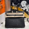 Birkin 25CM Chever Leather So Black / Lime Silver Hardware French Handmade Perfect Quality