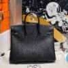 Birkin 25CM Chever Leather So Black / Lime Silver Hardware French Handmade Perfect Quality