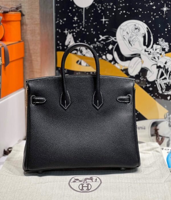 Birkin 25CM Chever Leather So Black / Lime Silver Hardware French Handmade Perfect Quality