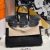 Birkin 25CM Chever Leather So Black / Lime Silver Hardware French Handmade Perfect Quality