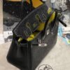 Birkin 25CM Chever Leather So Black / Lime Silver Hardware French Handmade Perfect Quality