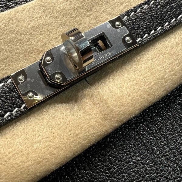 Birkin 25CM Chever Leather So Black / Lime Silver Hardware French Handmade Perfect Quality