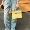 Birkin 25CM 1Z Jaune Poussin Swift Leather Gold Hardware French Handmade Perfect Quality