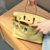 Birkin 25CM 1Z Jaune Poussin Swift Leather Gold Hardware French Handmade Perfect Quality