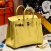 Birkin 25CM 1Z Jaune Poussin Swift Leather Gold Hardware French Handmade Perfect Quality