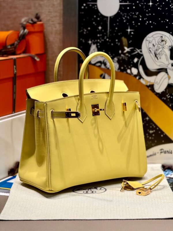 Birkin 25CM 1Z Jaune Poussin Swift Leather Gold Hardware French Handmade Perfect Quality