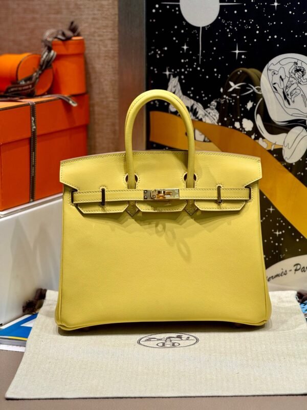 Birkin 25CM 1Z Jaune Poussin Swift Leather Gold Hardware French Handmade Perfect Quality