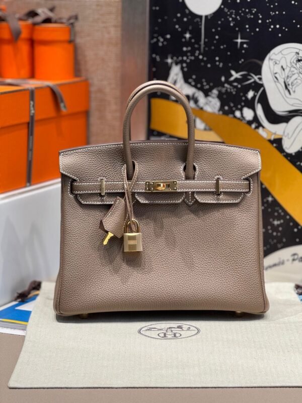 Birkin 25CM CK18 Etoupe Togo Leather Gold Hardware French Handmade Perfect Quality
