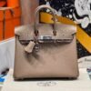 Birkin 25CM CK18 Etoupe Epsom Leather Silver Hardware French Handmade Perfect Quality