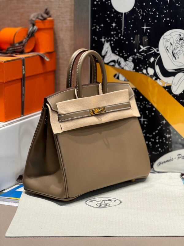 Birkin 25CM CK18 Etoupe Swift Leather Gold Hardware French Handmade Perfect Quality