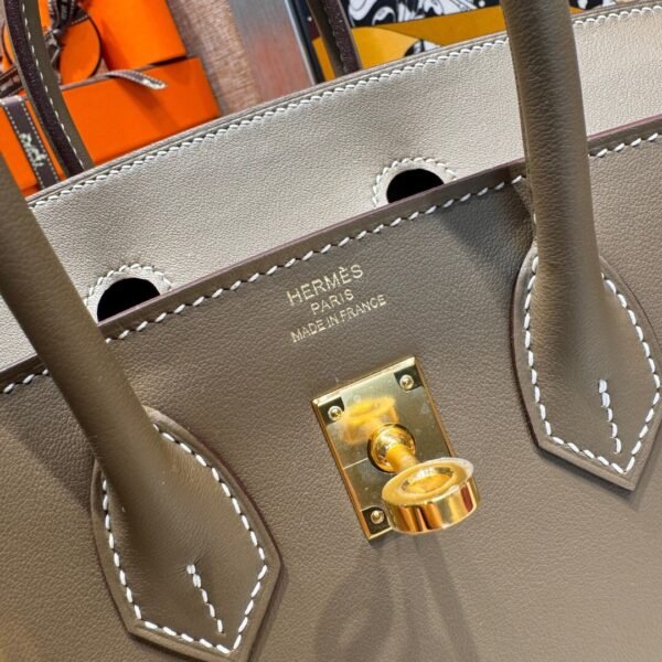 Birkin 25CM CK18 Etoupe Swift Leather Gold Hardware French Handmade Perfect Quality