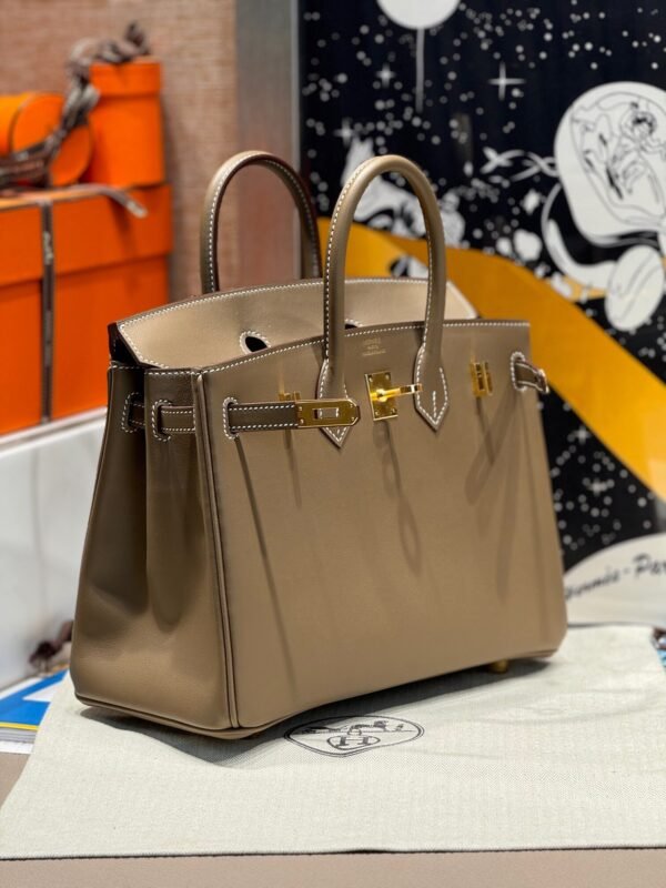 Birkin 25CM CK18 Etoupe Swift Leather Gold Hardware French Handmade Perfect Quality