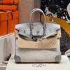 HERMÈS Birkin 25cm P0 Pantine Swift Leather & Canvas Silver Hardware – French Handmade