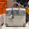 HERMÈS Birkin 25cm P0 Pantine Swift Leather & Canvas Silver Hardware – French Handmade