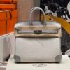 HERMÈS Birkin 25cm P0 Pantine Swift Leather & Canvas Silver Hardware – French Handmade