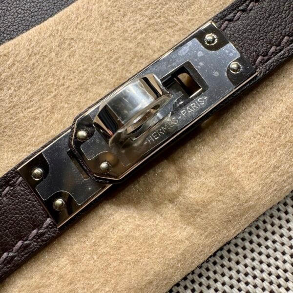 Sac Birkin 25CM Toile CK46 Ebene Swift Leather : Canvas Silver Hardware French Handmade Perfect Quality 07 Sac Birkin 25CM Toile CK46 Ebene Swift Leather / Canvas Silver Hardware French Handmade Perfect Quality